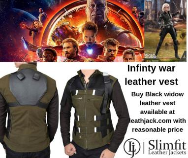 Black widow infinity war leather Vest logo