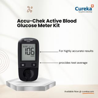 Accu-Chek Active Blood Glucose Meter Kit| Glucose test strips only at cureka logo