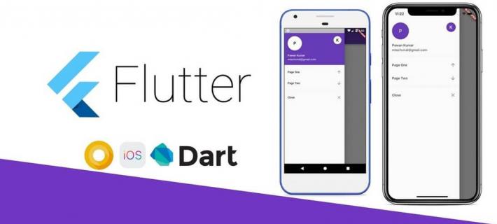 An introduction to Flutter app development with expertise flutter developers logo