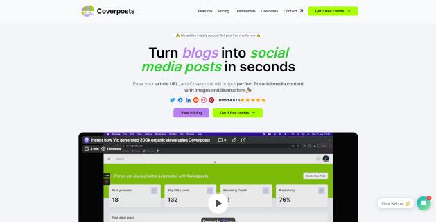 Coverposts - Turn blogs into social media posts in seconds logo