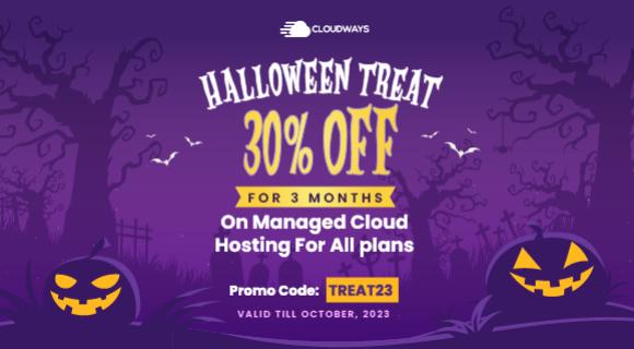 Cloudways Halloween Sale 2023 – Flat 30% Off Discount logo