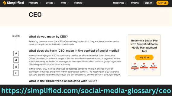 Decoding CEO: Exploring Its Meaning in the Social Media Glossary | Simplified logo