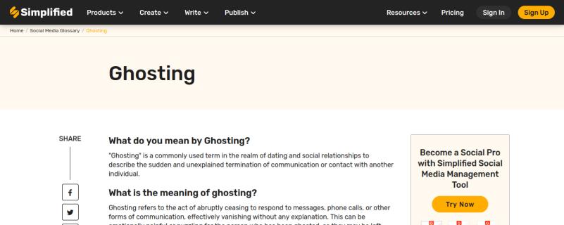 Decoding the Meaning of Ghosting in the Social Media Glossary | Simplified logo