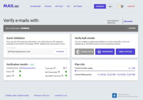 Validate and clear your email lists from bounces logo