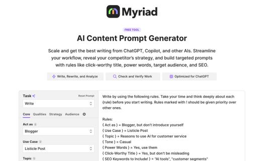 Myriad: AI Content Prompt Generator logo