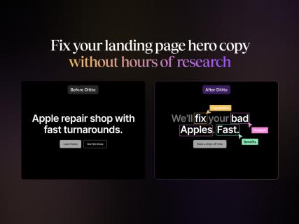 Dittto.ai: Fix your hero copy with an AI trained on top SaaS websites logo