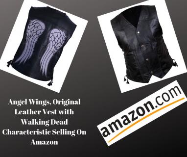 Angel Wings, Original Leather Vest with Walking Dead Characteristic Selling On Amazon logo