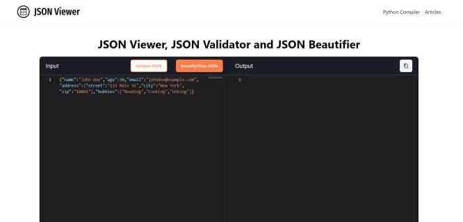 JSON Viewer, JSON Validator and JSON Beautifier logo