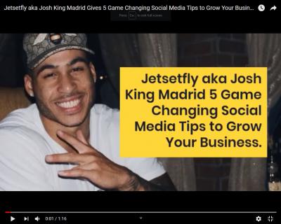 Jetsetfly aka Josh King Madrid Gives 5 Game Changing Social Media Tips to Grow Your Business logo